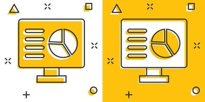 imagem dividida em duas partes com o mesmo desenho, no entanto, o lado esquerdo tem o fundo branco e o desenho do computador é amarelo, dentro visualizamos elementos que representam gráficos estatísticos, do outro lado o mesmo desenho é representado com o fundo amarelo e o computador branco